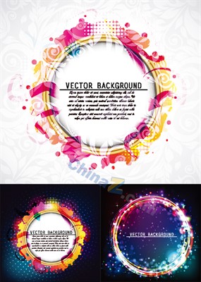 炫彩圆环矢量背景图设计